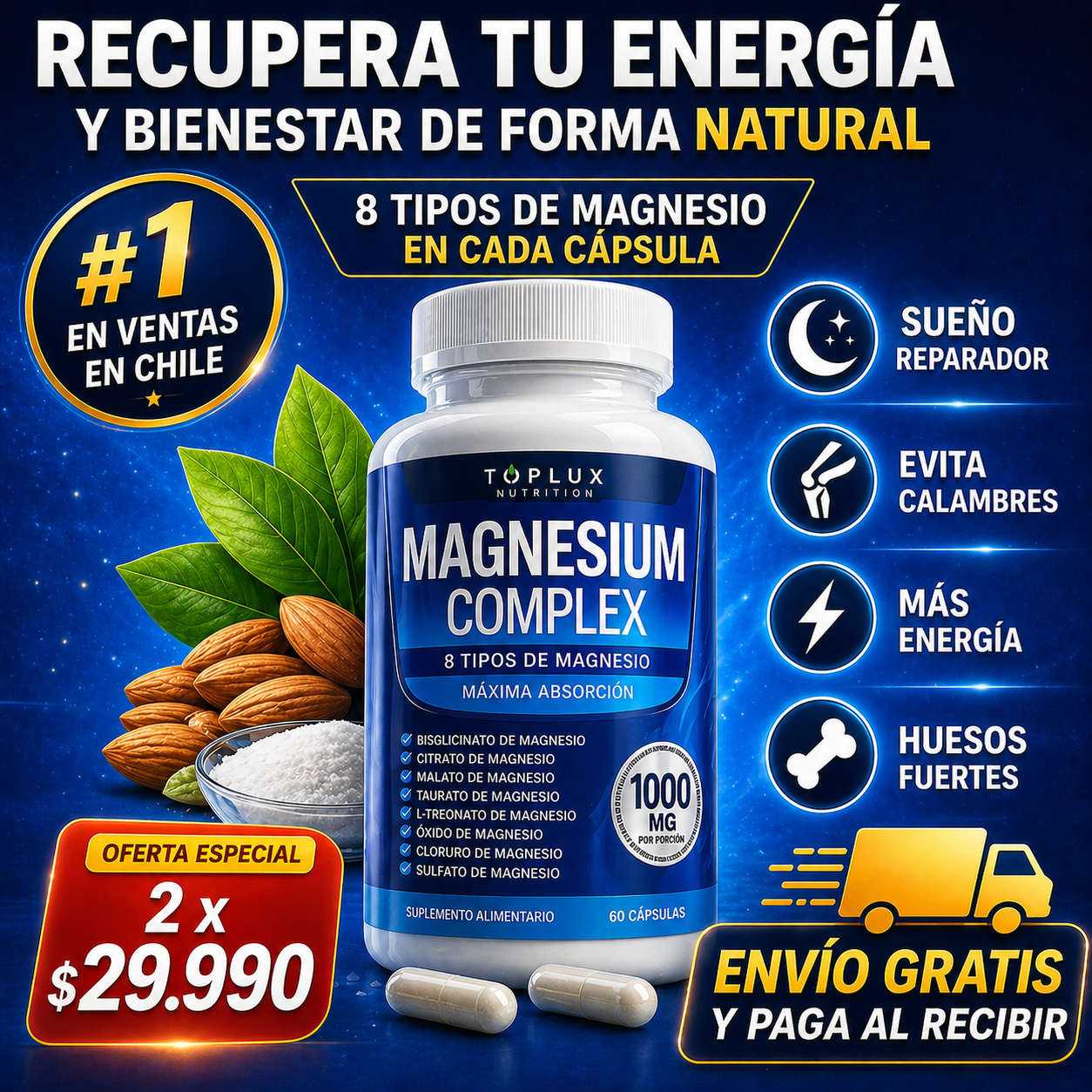Top Lux Magnesium Complex - 2 frascos x $29.990💪🏼 Descubre el poder del magnesio