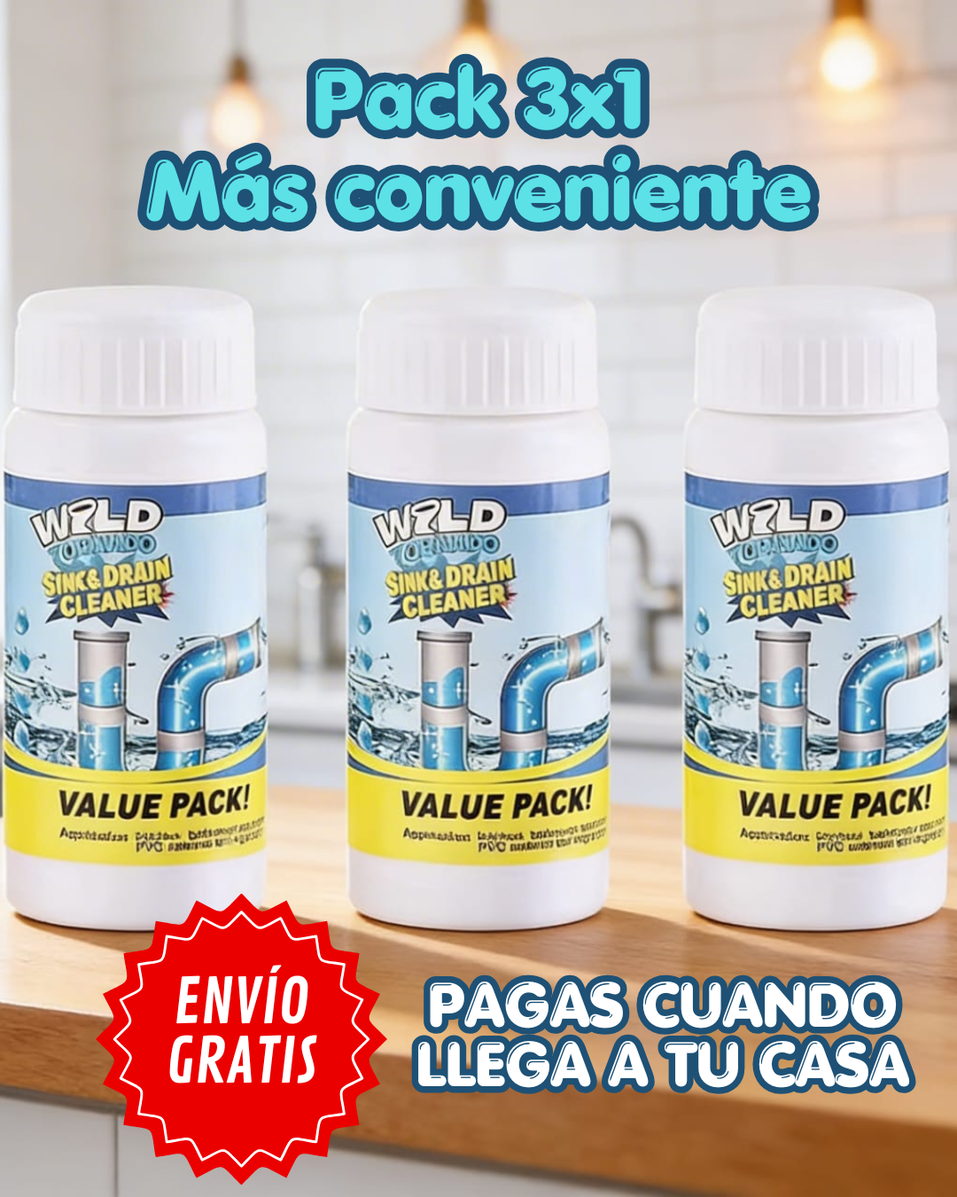 Súper Destapa Cañerías (Pack 3) – Solución Rápida y Sin Esfuerzo