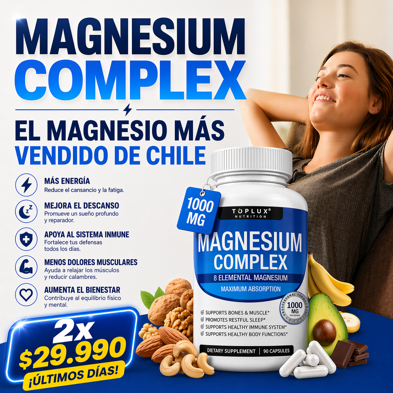 Top Lux Magnesium Complex - 2 frascos x $29.990💪🏼 Descubre el poder del magnesio