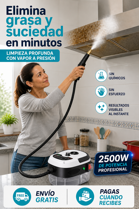 🔥 Limpiador a vapor de alta potencia: Saca la grasa y desinfecta sin esfuerzo